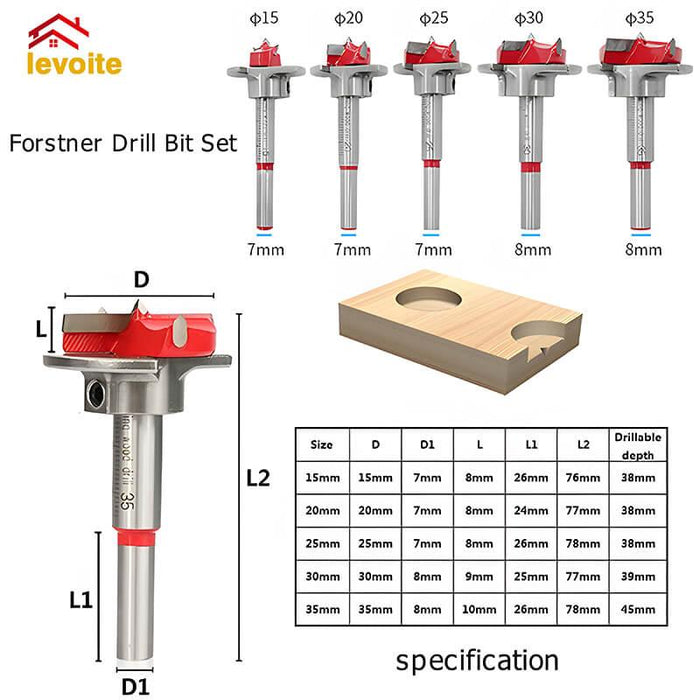 Levoite™ Forstner Drill Bit Set for Cabinet Hinges