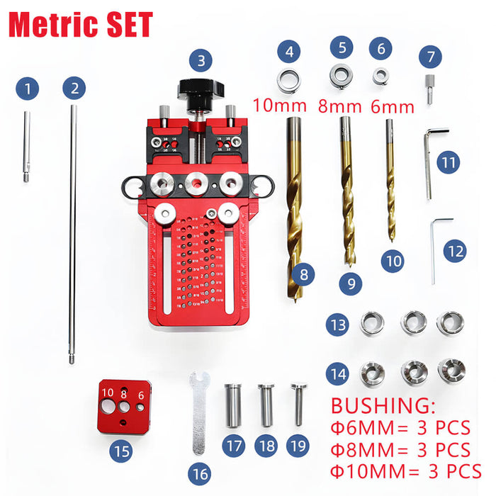 Levoite Doweling Jig Kit 1/4", 3/8", and 1/2"