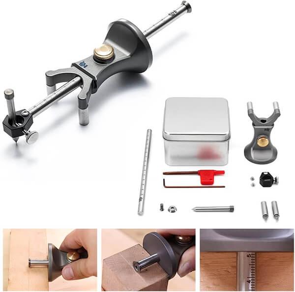 Levoite Woodworking Linear Arc Scriber Draw Circle Scriber Tool Parallel Line Drawing Scriber
