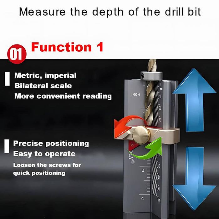 Levoite Multi Drill Depth Gauge Drill Stop Drill Point Angle Gauge  RouterTable Height Gauge for Woodworking
