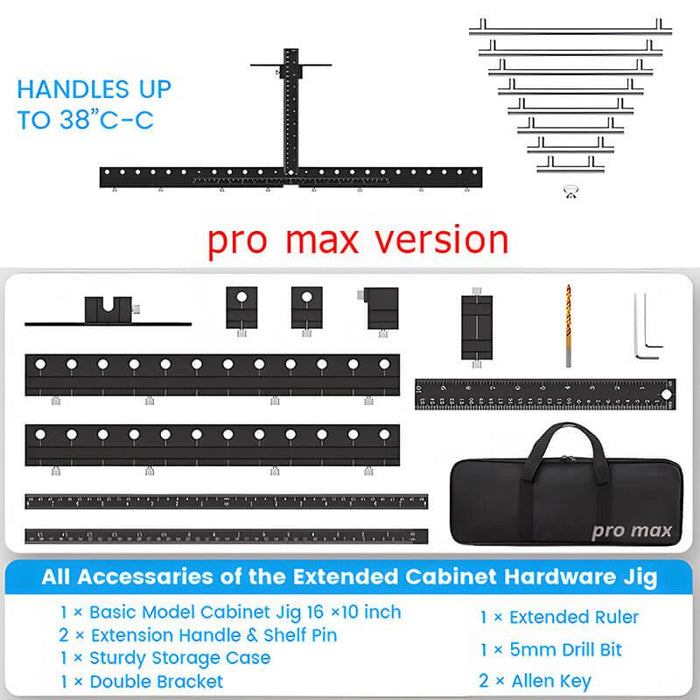 Levoite™ Pro Cabinet Hardware Jig Template Adjustable Drill Guide