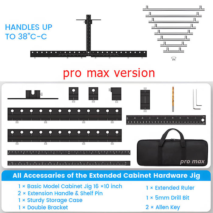 Levoite™ Pro Cabinet Hardware Jig Adjustable Drill Guide