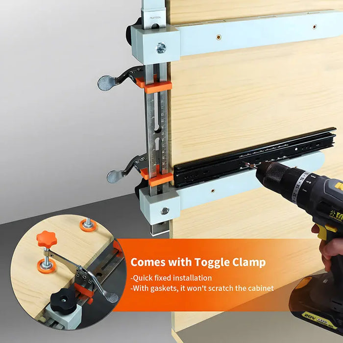 Universal Drawer Slide Jig with Toggle Clamp & Magnetic Arm