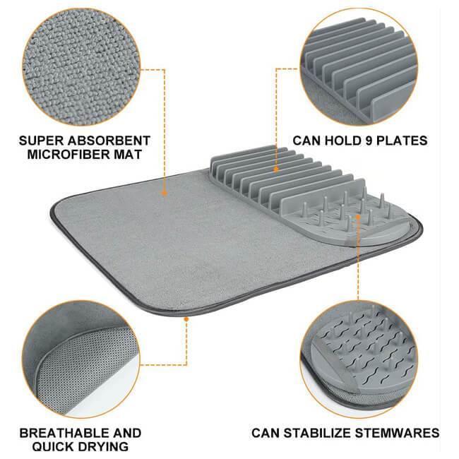 Dish Drying Rack and Mats For Kitchen Countertop levoite